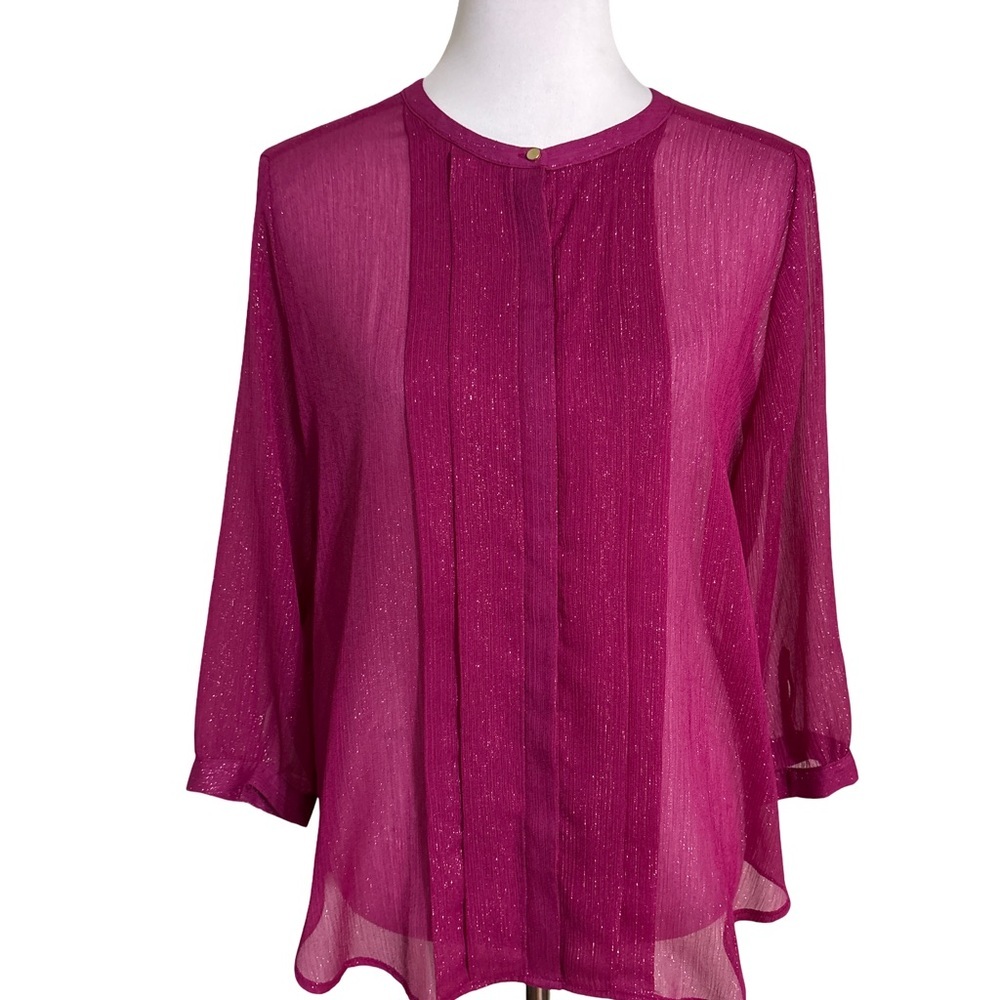Liz Claiborne Sheer Vibrant Magenta Sheer Blouse